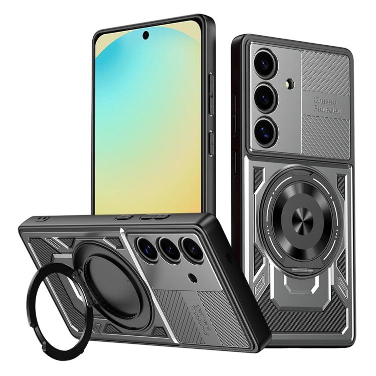 

For Samsung Galaxy S24 FE 5G Armor Rotating Holder MagSafe Phone Case(Grey)