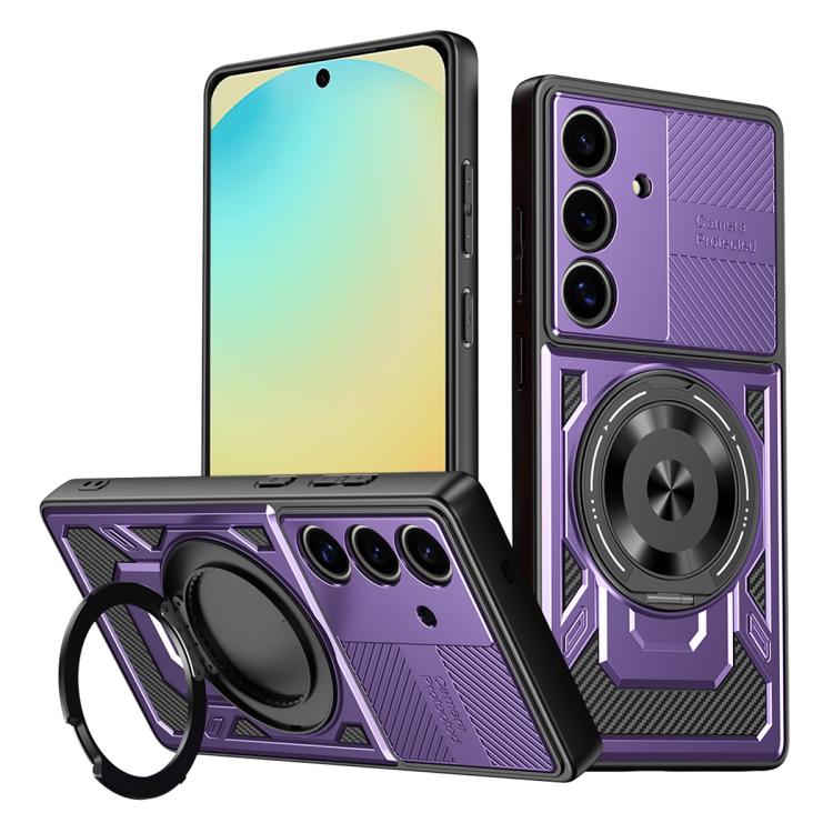 

For Samsung Galaxy S24 FE 5G Armor Rotating Holder MagSafe Phone Case(Purple)