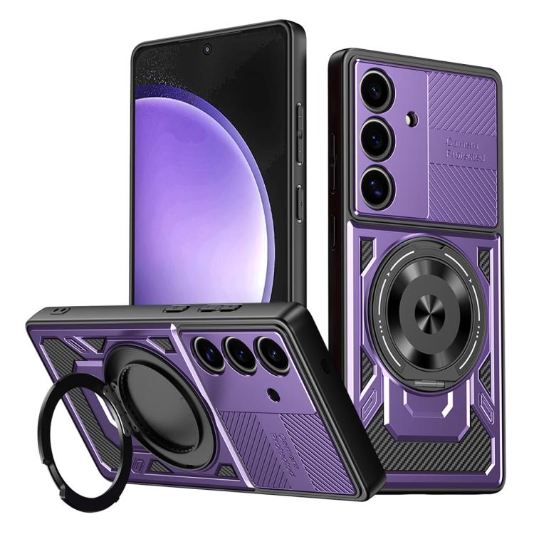 

For Samsung Galaxy S23 FE 5G Armor Rotating Holder MagSafe Phone Case(Purple)