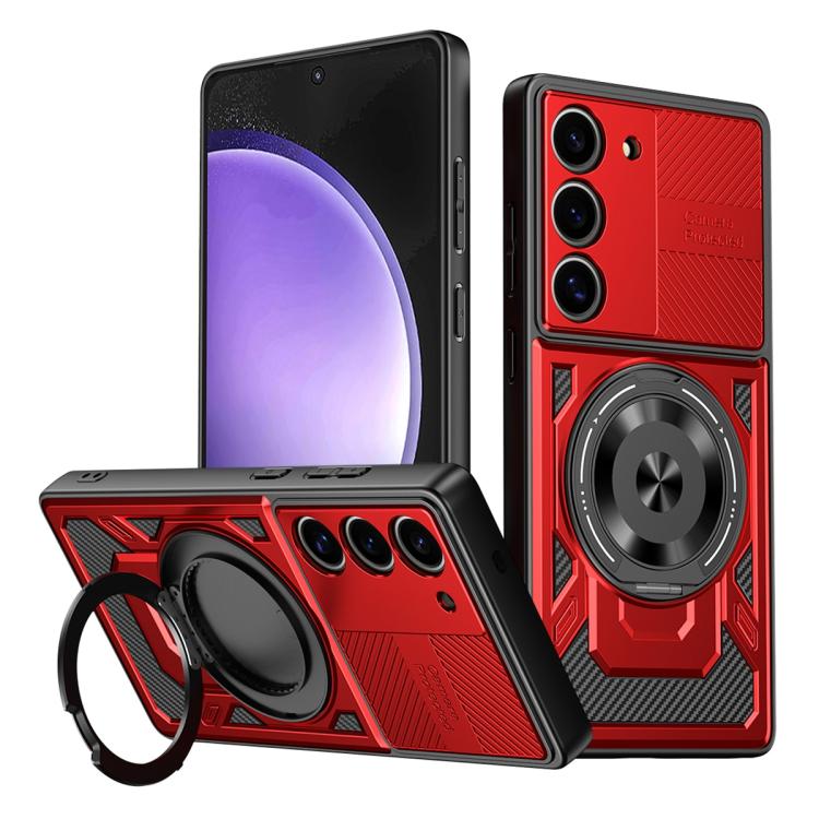

For Samsung Galaxy S23 5G Armor Rotating Holder MagSafe Phone Case(Red)