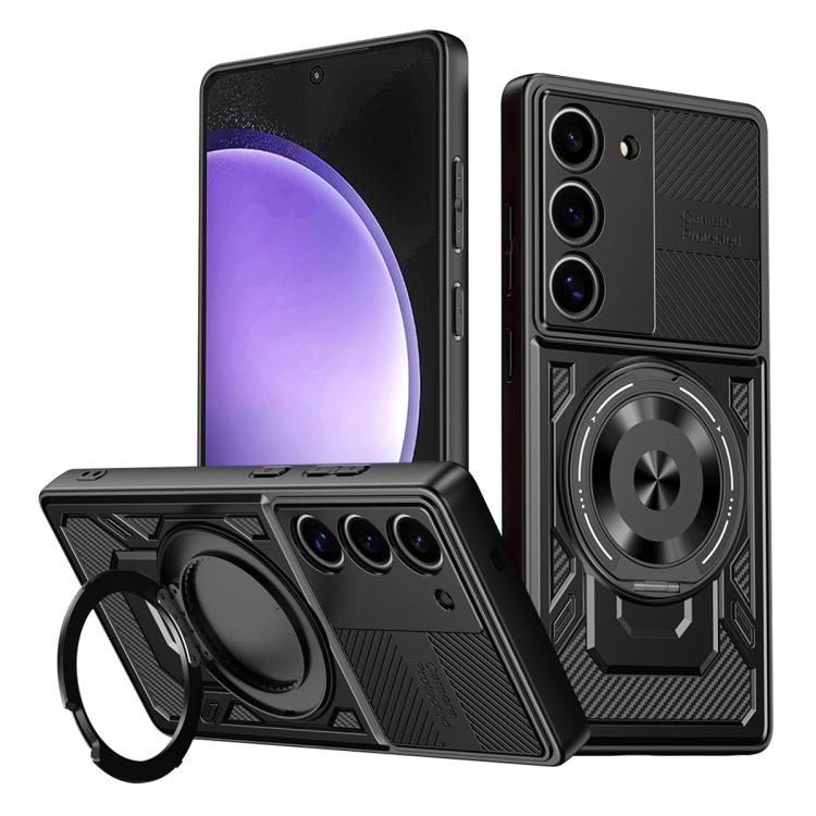 

For Samsung Galaxy S23+ 5G Armor Rotating Holder MagSafe Phone Case(Black)