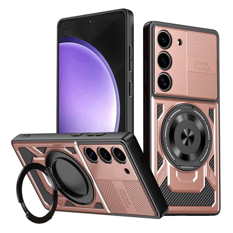 

For Samsung Galaxy S23+ 5G Armor Rotating Holder MagSafe Phone Case(Rose Gold)