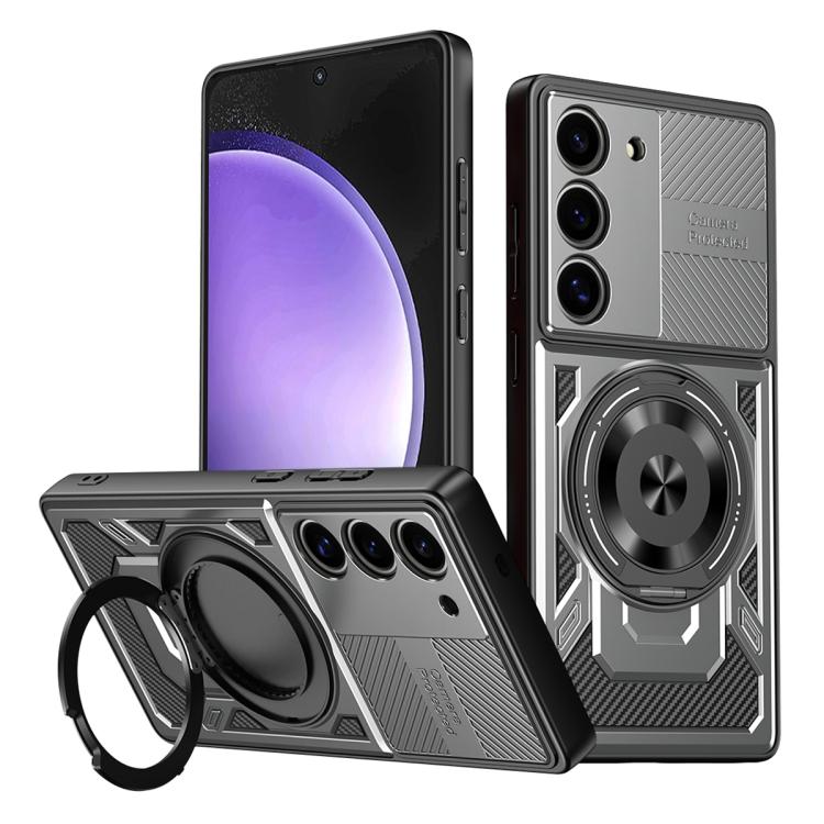 

For Samsung Galaxy S23+ 5G Armor Rotating Holder MagSafe Phone Case(Grey)
