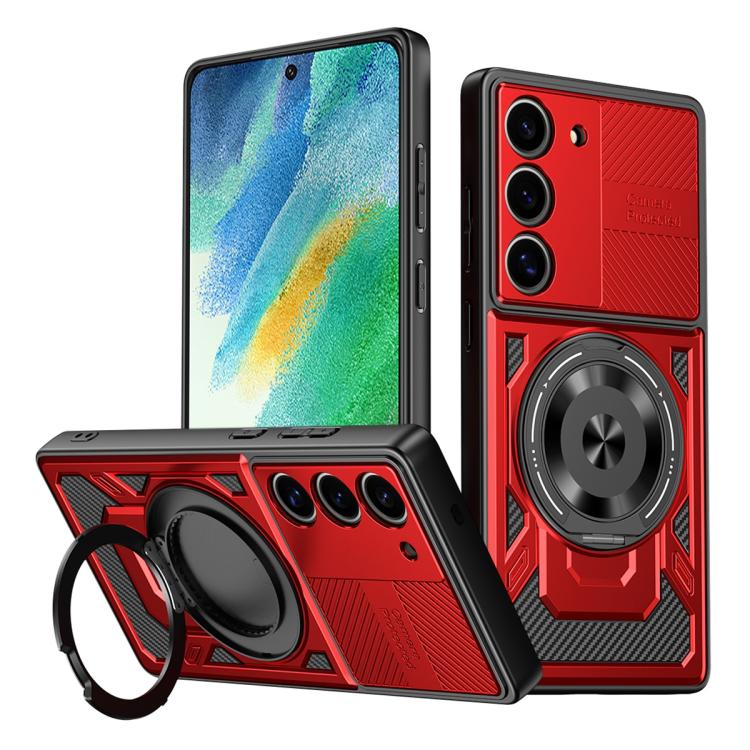 

For Samsung Galaxy S21 FE 5G Armor Rotating Holder MagSafe Phone Case(Red)