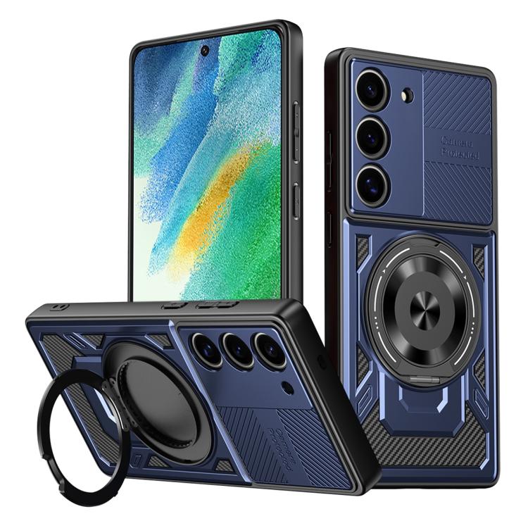 

For Samsung Galaxy S21 FE 5G Armor Rotating Holder MagSafe Phone Case(Blue)