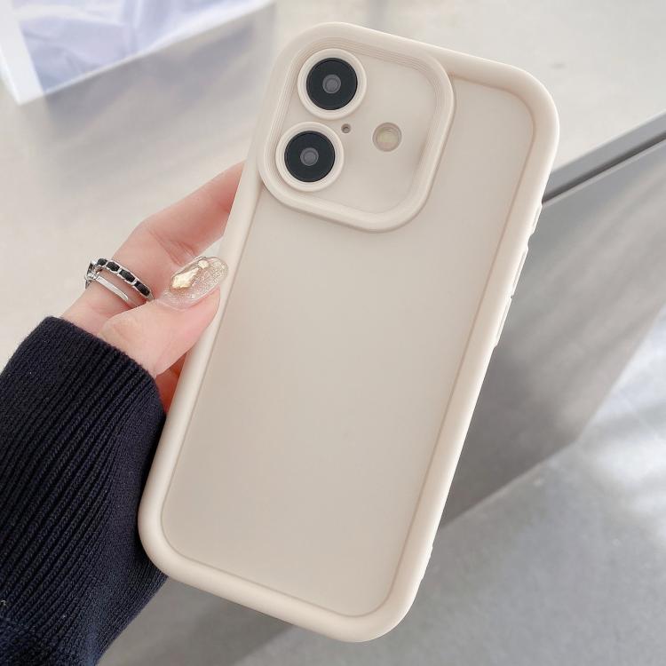 

For iPhone 16 Shockproof Frame Frosted Precise Hole TPU Phone Case(White)