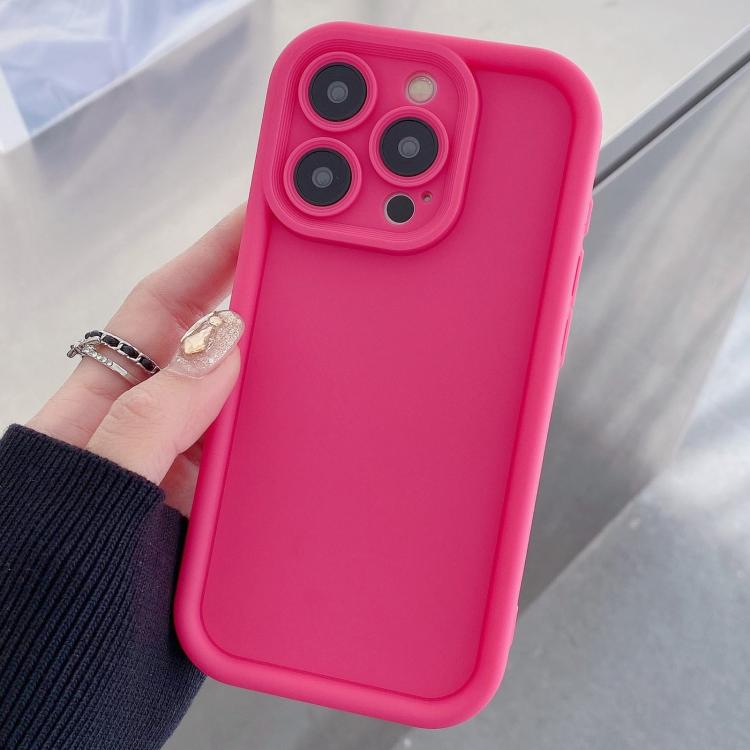 

For iPhone 14 Pro Max Shockproof Frame Frosted Precise Hole TPU Phone Case(Rose Red)