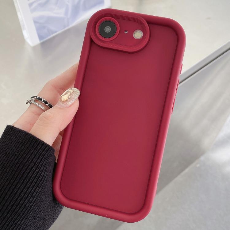 

For iPhone SE 2022 / 2020 / 8 / 7 Shockproof Frame Frosted Precise Hole TPU Phone Case(Wine Red)