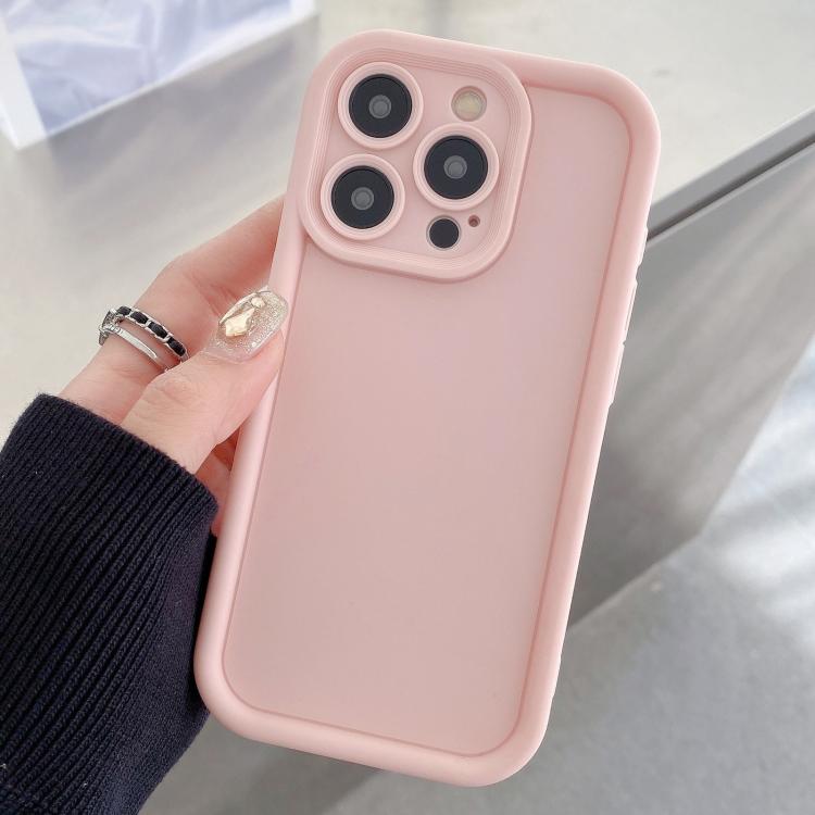 

For iPhone 13 Pro Shockproof Frame Frosted Precise Hole TPU Phone Case(Light Pink)