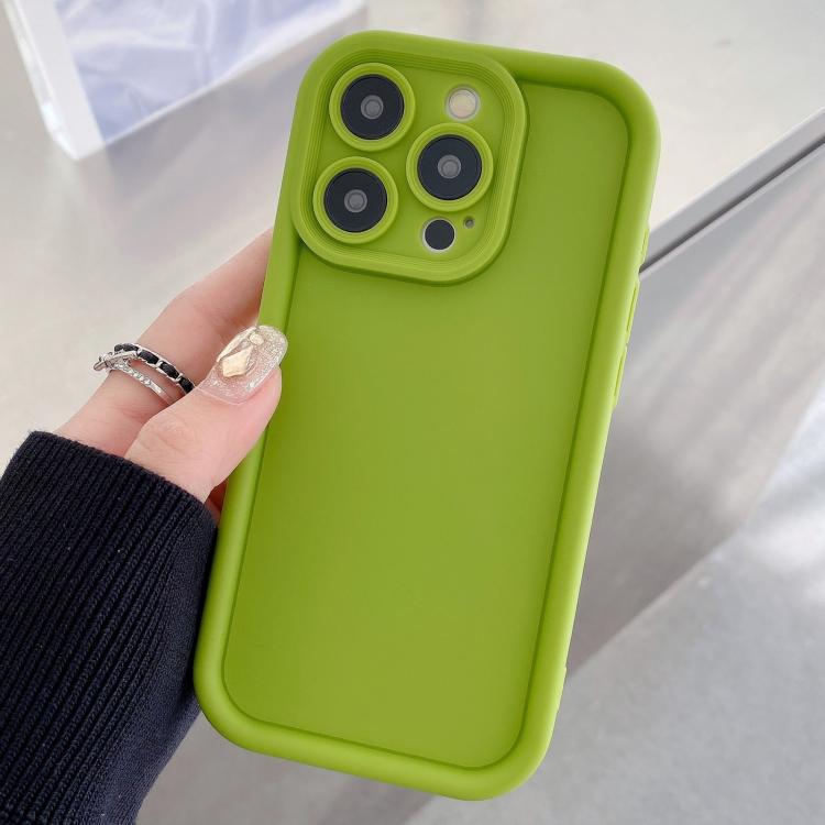 

For iPhone 13 Pro Shockproof Frame Frosted Precise Hole TPU Phone Case(Fluorescent Green)