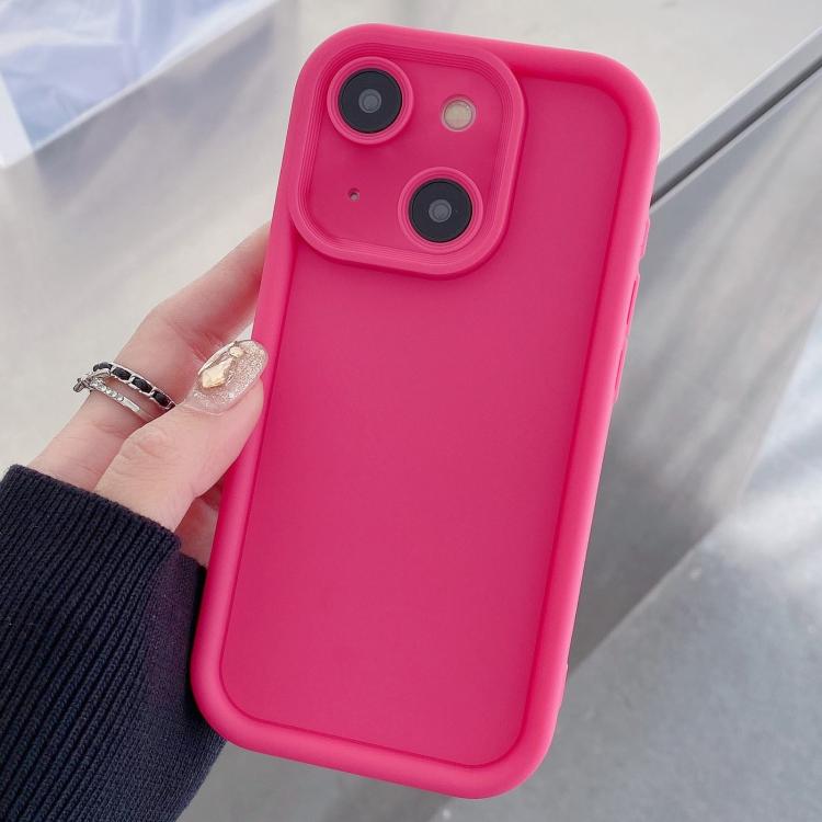 

For iPhone 13 Shockproof Frame Frosted Precise Hole TPU Phone Case(Rose Red)