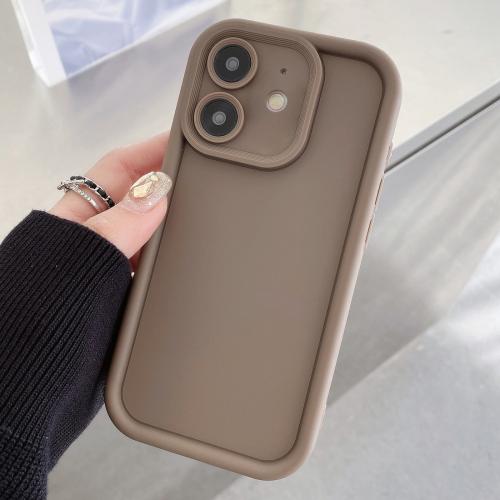 

For iPhone 12 Shockproof Frame Frosted Precise Hole TPU Phone Case(Coffee)