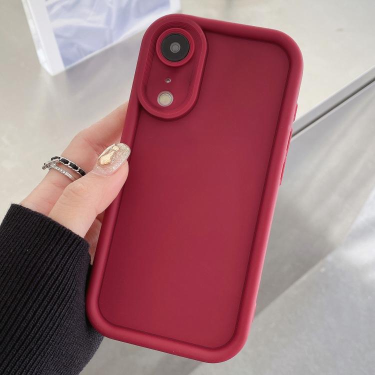 

For iPhone XR Shockproof Frame Frosted Precise Hole TPU Phone Case(Wine Red)