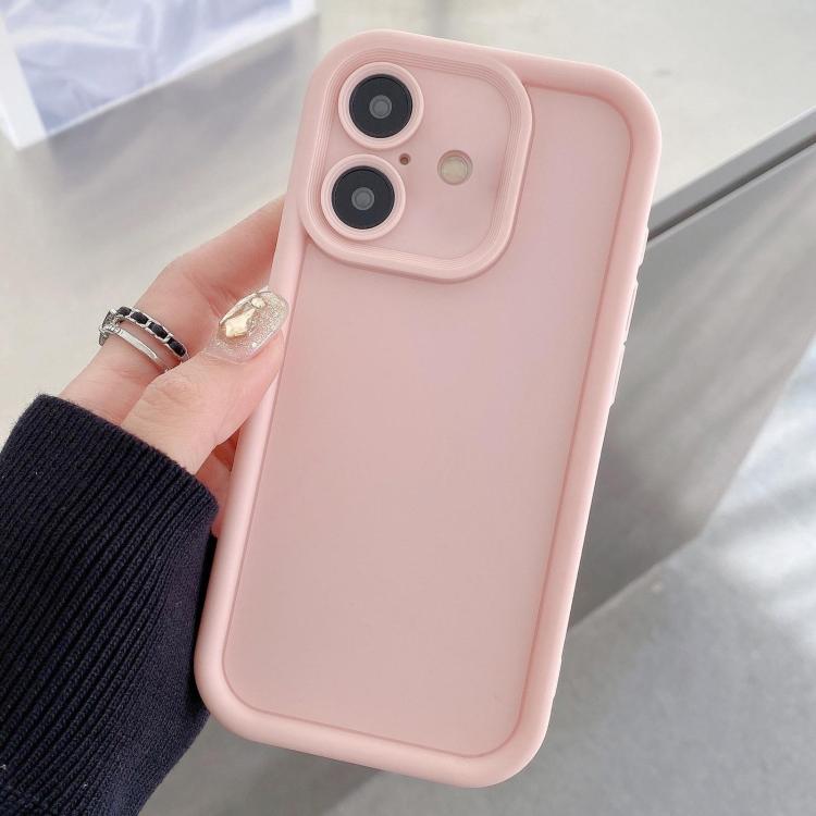 

For iPhone 17 Shockproof Frame Frosted Precise Hole TPU Phone Case(Light Pink)