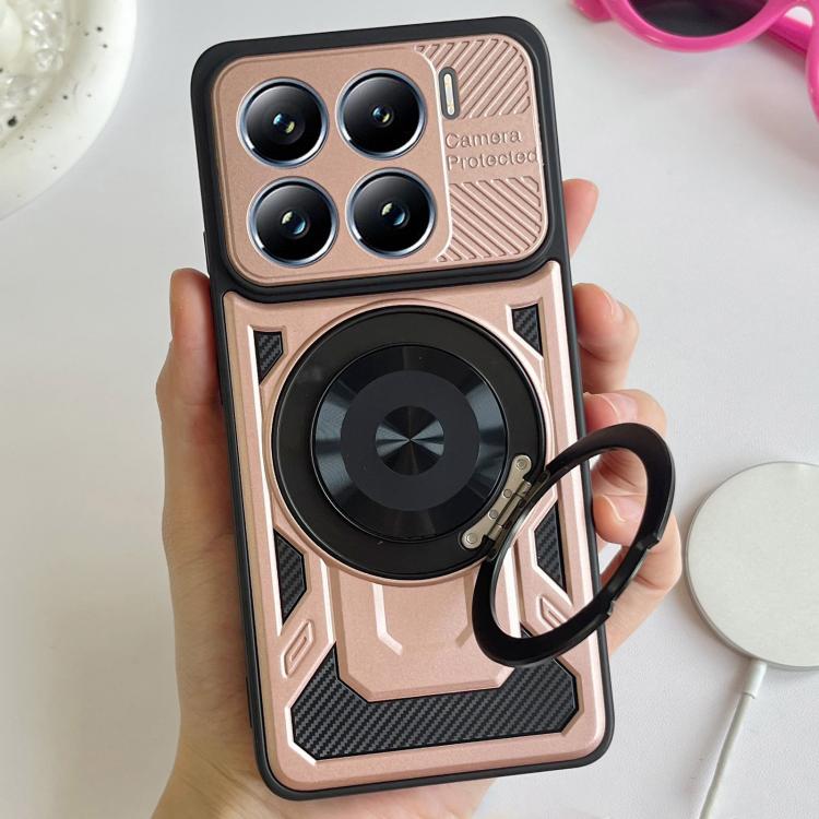 

For Xiaomi 15 Armor Rotating Holder MagSafe Phone Case(Rose Gold)