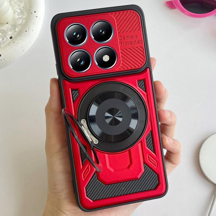 

For Xiaomi 14T Pro Armor Rotating Holder MagSafe Phone Case(Red)