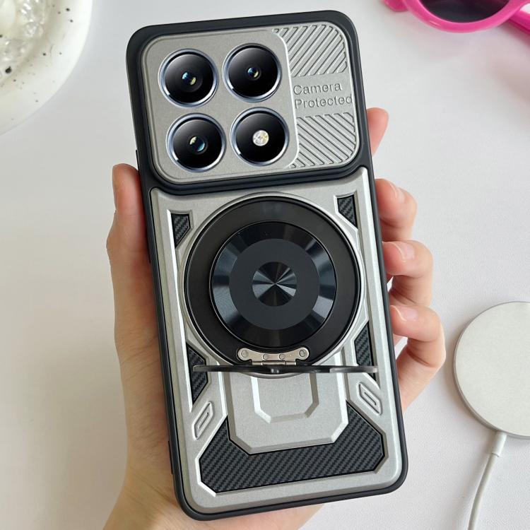 

For Xiaomi 14T Pro Armor Rotating Holder MagSafe Phone Case(Grey)