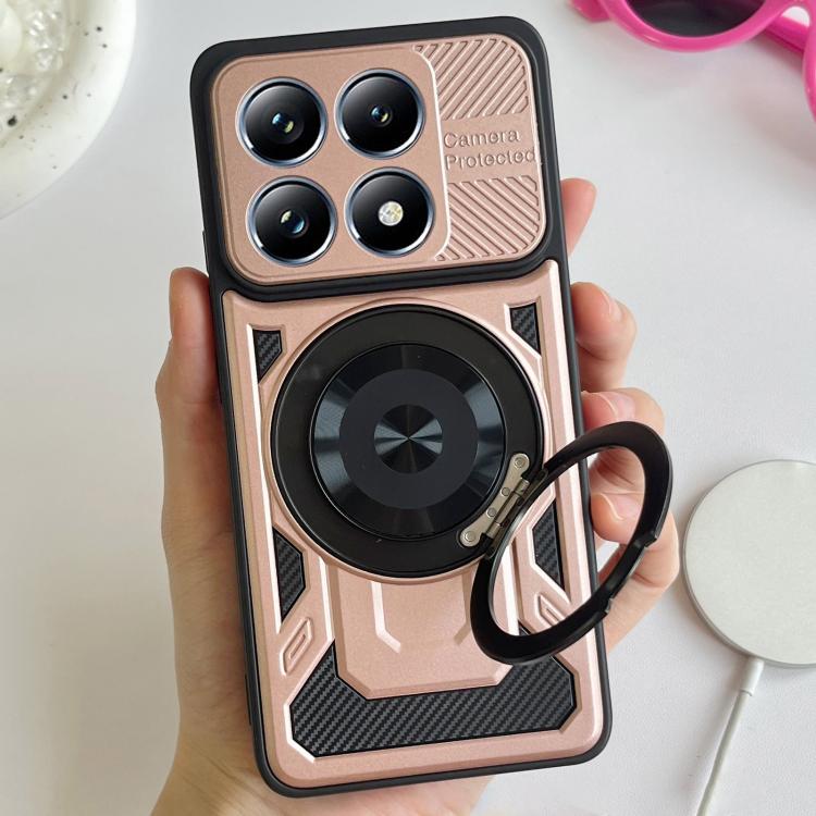

For Xiaomi 14T Armor Rotating Holder MagSafe Phone Case(Rose Gold)