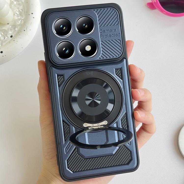 

For Xiaomi 14T Armor Rotating Holder MagSafe Phone Case(Blue)
