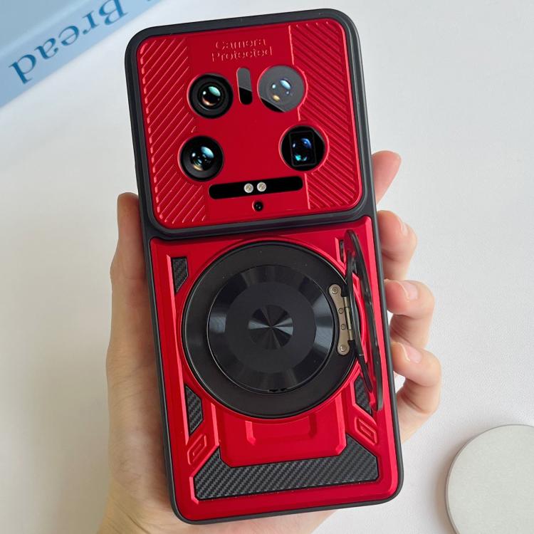 

For Xiaomi 14 Ultra Armor Rotating Holder MagSafe Phone Case(Red)