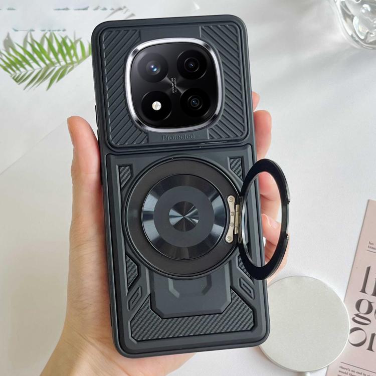 

For Redmi Note 14 Pro 5G / 14 Pro+ 5G Armor Rotating Holder MagSafe Phone Case(Black)
