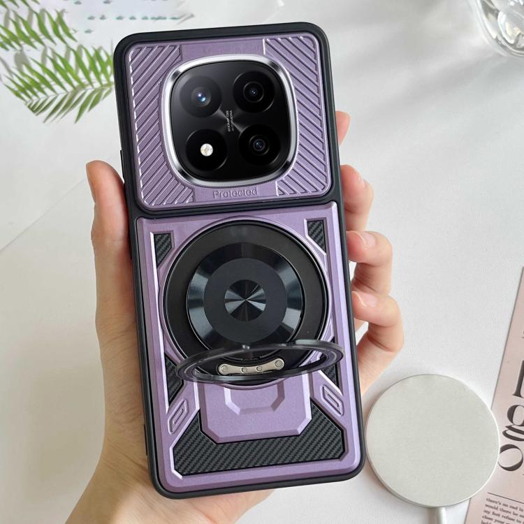 

For Redmi Note 14 Pro 5G / 14 Pro+ 5G Armor Rotating Holder MagSafe Phone Case(Purple)