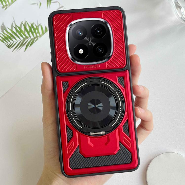 

For Redmi Note 14 Pro 4G Global Armor Rotating Holder MagSafe Phone Case(Red)