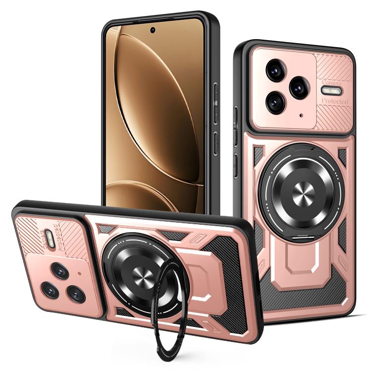 

For Redmi K80 / Poco F7 Pro Armor Rotating Holder MagSafe Phone Case(Rose Gold)