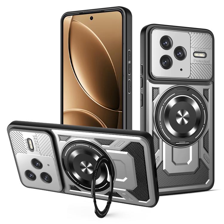 

For Redmi K80 / Poco F7 Pro Armor Rotating Holder MagSafe Phone Case(Grey)