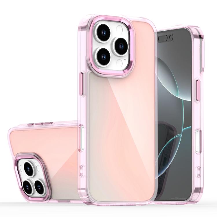 

For iPhone 16 Pro Max Plating Gradient Discolor Phone Case(Pink)