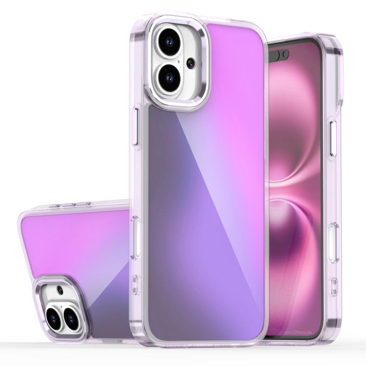

For iPhone 16 Plus Plating Gradient Discolor Phone Case(Purple)