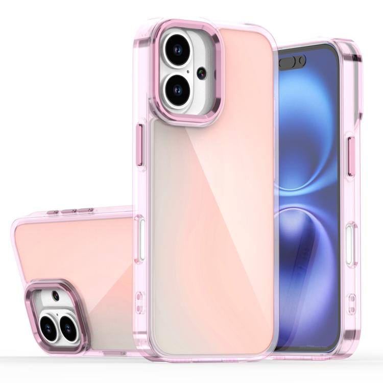 

For iPhone 16 Plating Gradient Discolor Phone Case(Pink)