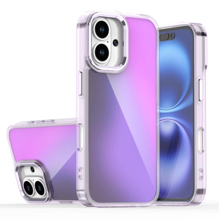 

For iPhone 16 Plating Gradient Discolor Phone Case(Purple)