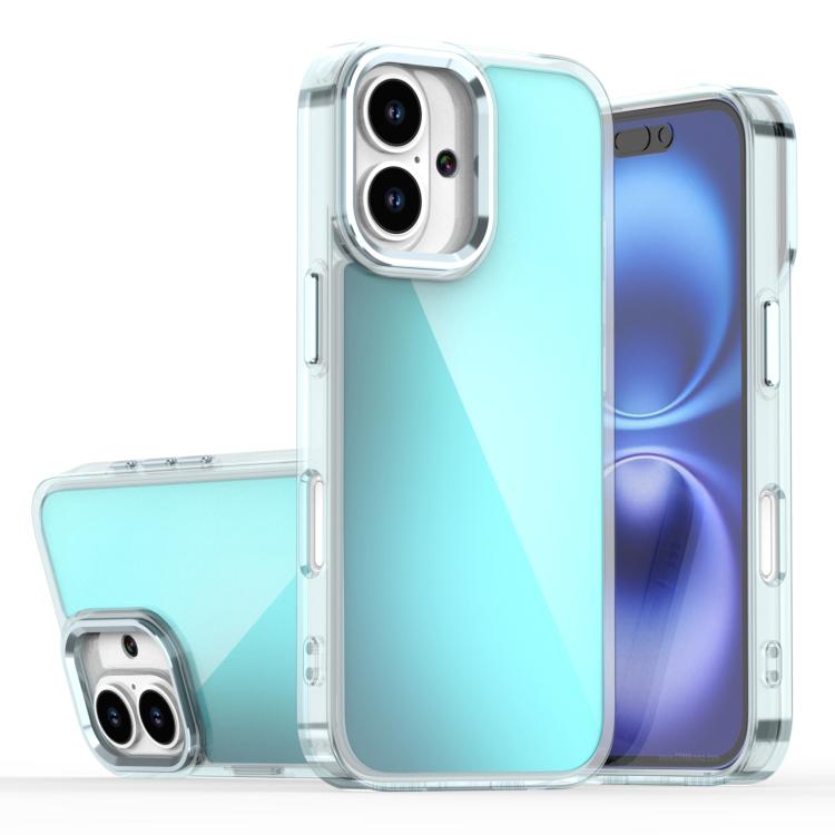 

For iPhone 16 Plating Gradient Discolor Phone Case(Blue)