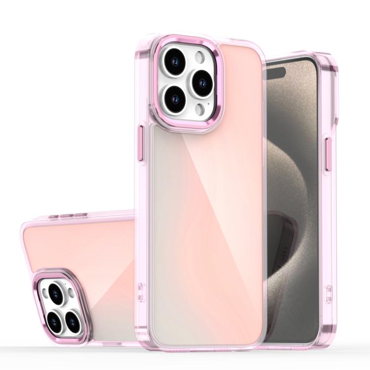 

For iPhone 15 Pro Max Plating Gradient Discolor Phone Case(Pink)