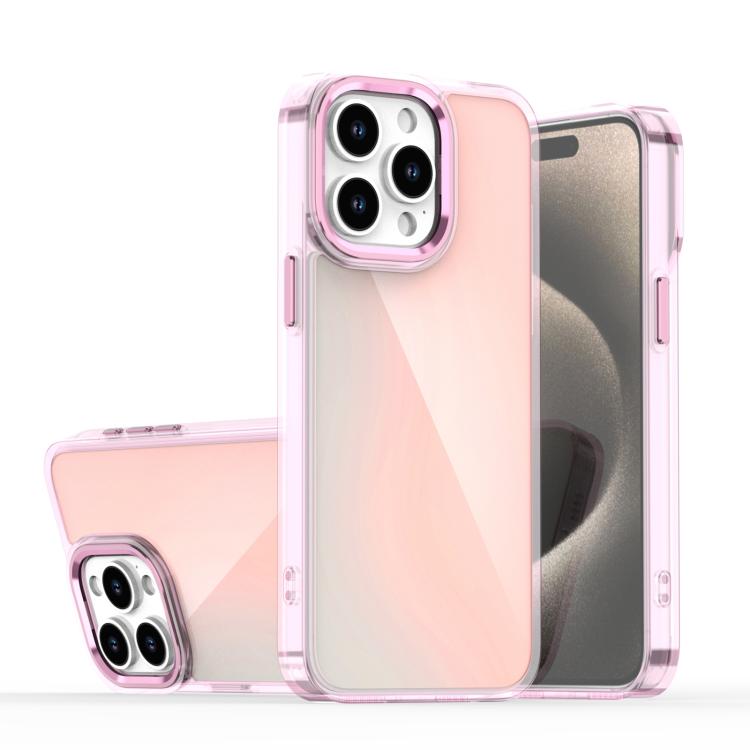 

For iPhone 15 Pro Plating Gradient Discolor Phone Case(Pink)