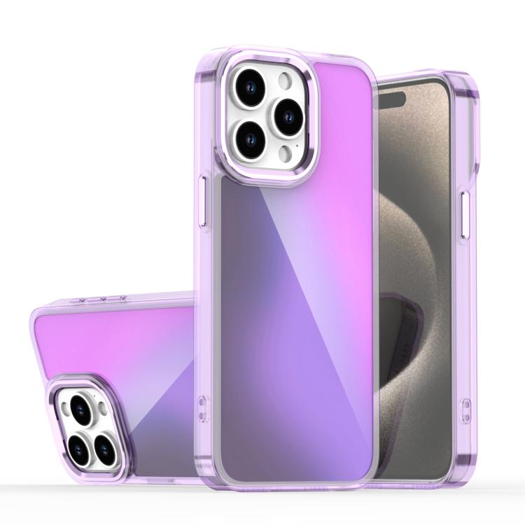 

For iPhone 15 Pro Plating Gradient Discolor Phone Case(Purple)