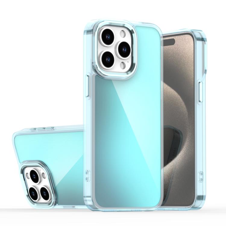 

For iPhone 15 Pro Plating Gradient Discolor Phone Case(Blue)