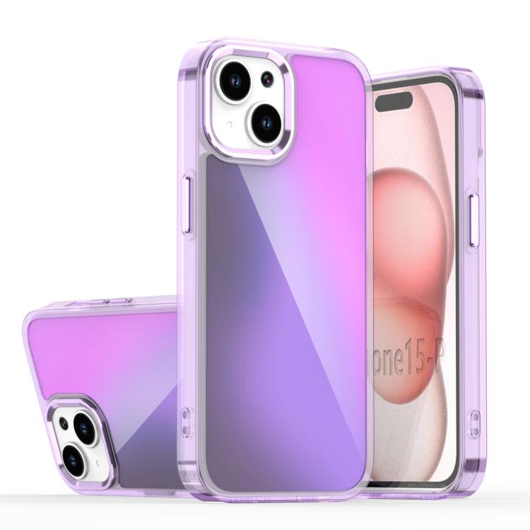 

For iPhone 15 Plating Gradient Discolor Phone Case(Purple)