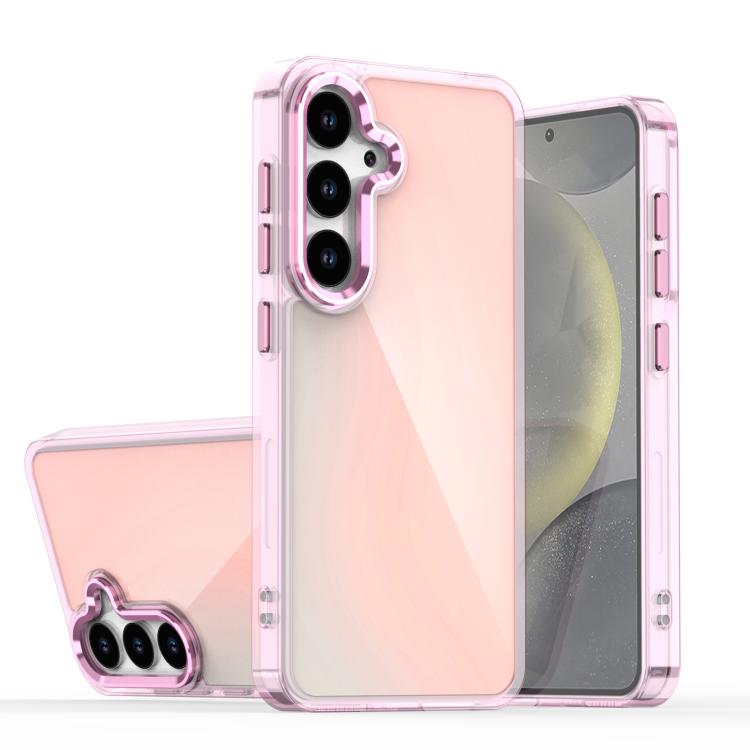 

For Samsung Galaxy S24 5G Plating Gradient Discolor Phone Case(Pink)