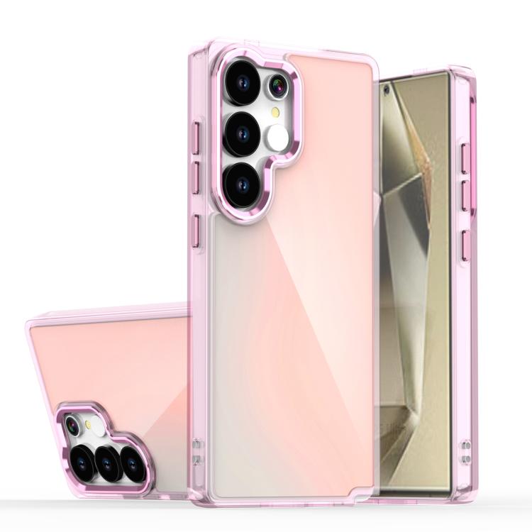 

For Samsung Galaxy S24 Ultra 5G Plating Gradient Discolor Phone Case(Pink)