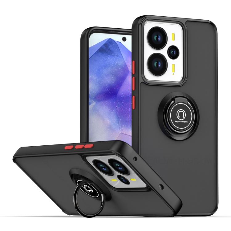 

For Realme 14 5G Global Q Shadow 1 Series TPU + PC Phone Case with Ring(Black+Red)