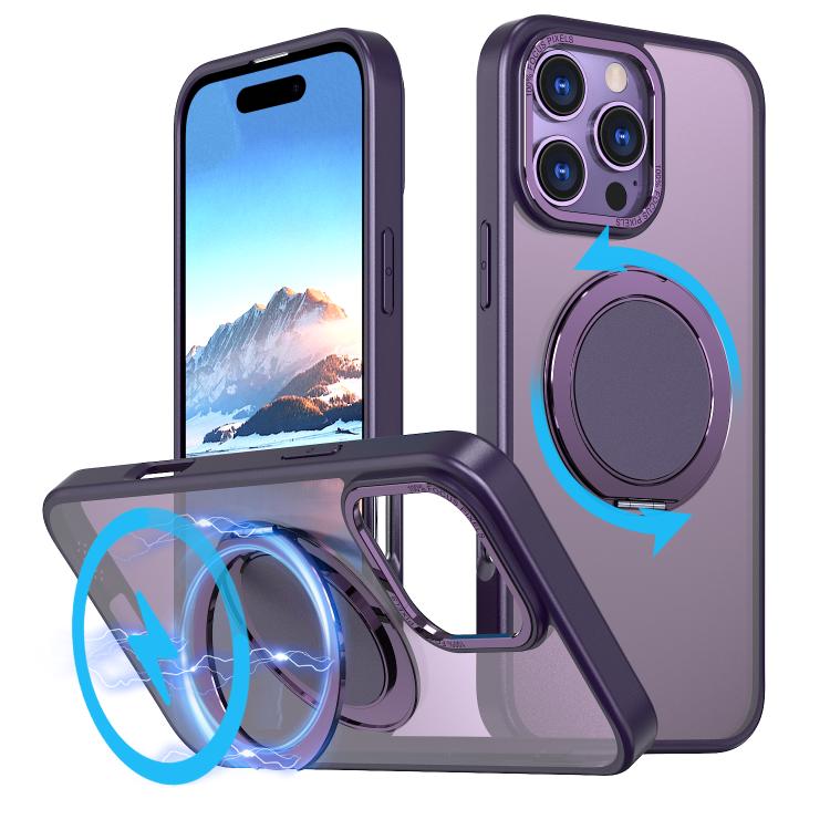 

For iPhone 16 Pro Max 360-degree Rotating MagSafe Magnetic Holder Phone Case(Purple)