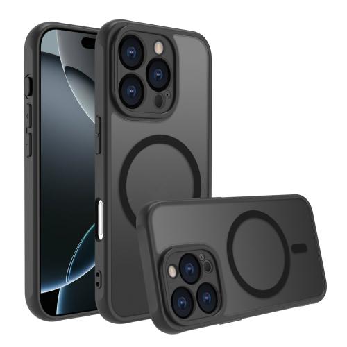 

For iPhone 16 Pro Max Four Corners Shockproof MagSafe PC Hybrid TPU Phone Case(Black)