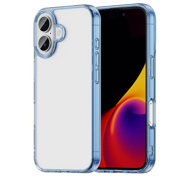 

For iPhone 16 PC Hybrid TPU Airbag Shockproof Phone Case(Transparent Blue)