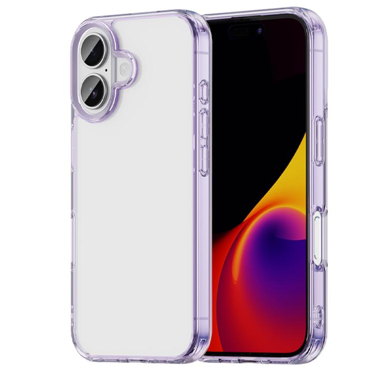 

For iPhone 16 PC Hybrid TPU Airbag Shockproof Phone Case(Transparent Purple)