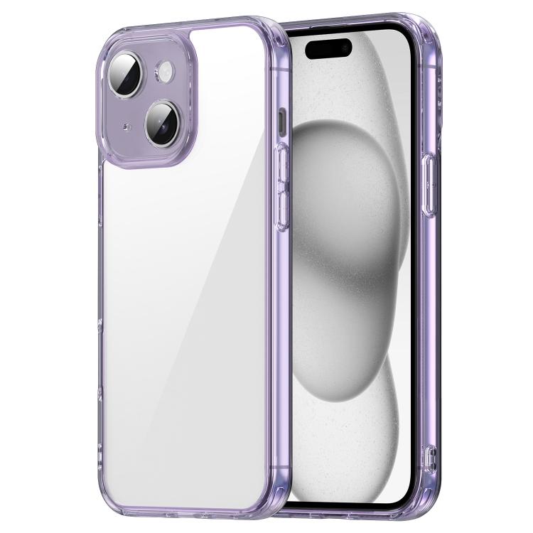 

For iPhone 15 PC Hybrid TPU Airbag Shockproof Phone Case(Transparent Purple)