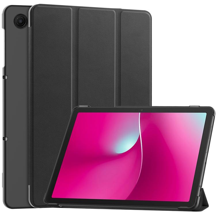 

For T-Mobile REVVL Tab 2 Custer Texture 3-Fold Holder Leather Smart Tablet Case(Black)
