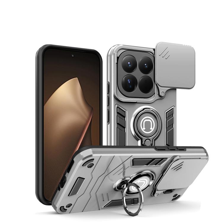 

For Xiaomi 15T Pro 5G Camshield Ring Holder Phone Case(Grey)