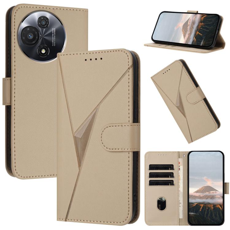 

For TCL 60R 5G Triangle Pattern Buckle Clasp Leather Phone Case(Gold)